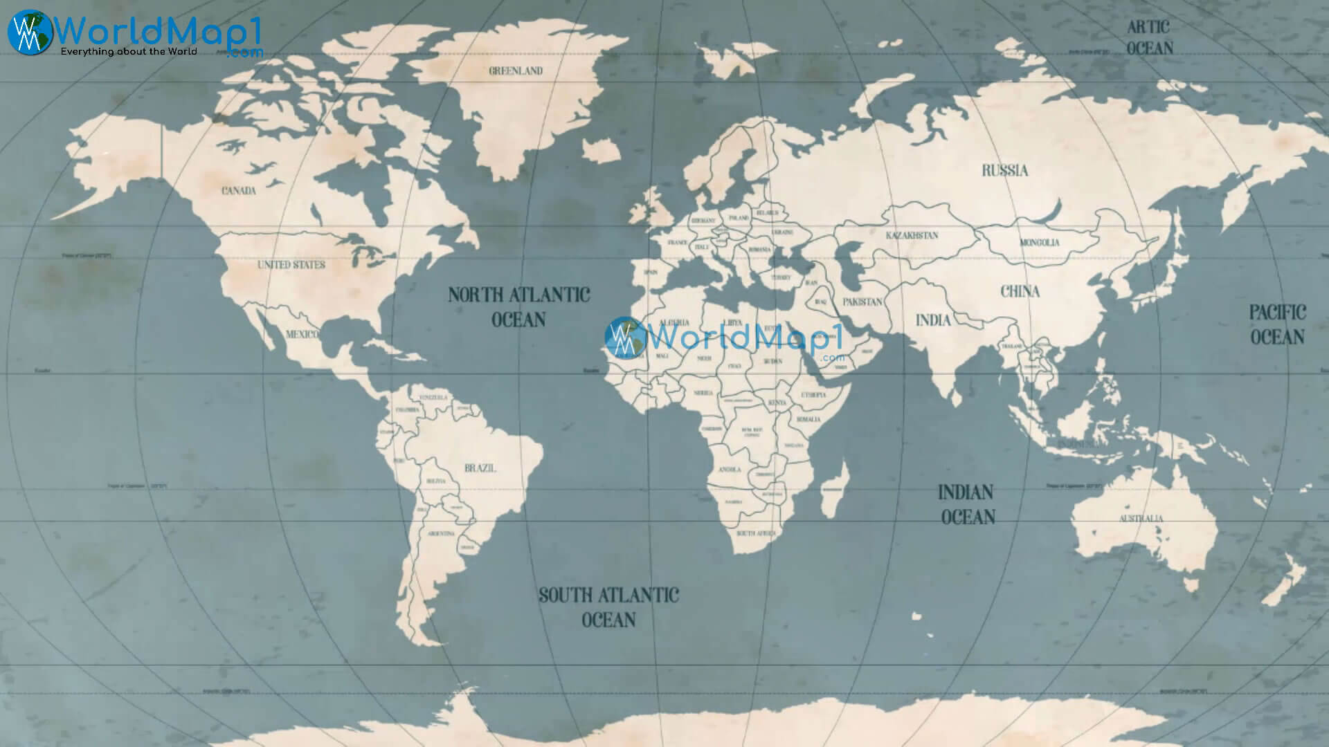 Carte vierge du monde crème